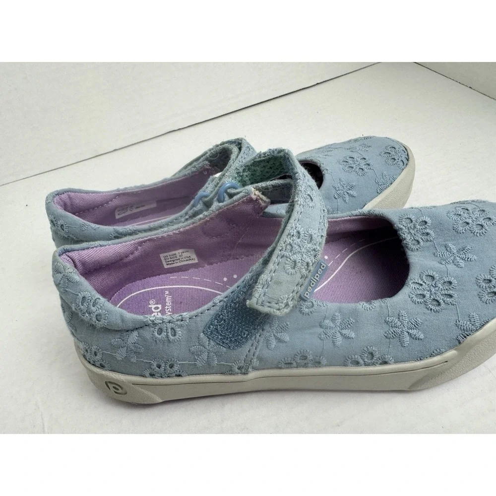 PEDIPED Flex Fit Barbara Eyelet Mary Jane Shoe Blue girls‎ size 1